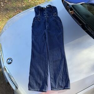 Vtg 70s N EST CE PAS denim overalls Jumpsuit Romper Groovy Boho Retro